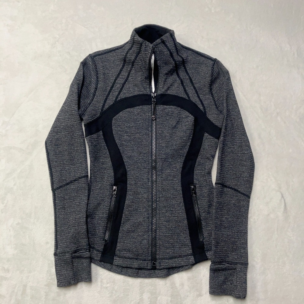 Lululemon Define Jacket Soft Mini Check Black Heathered Coal‎ Women's Size 4